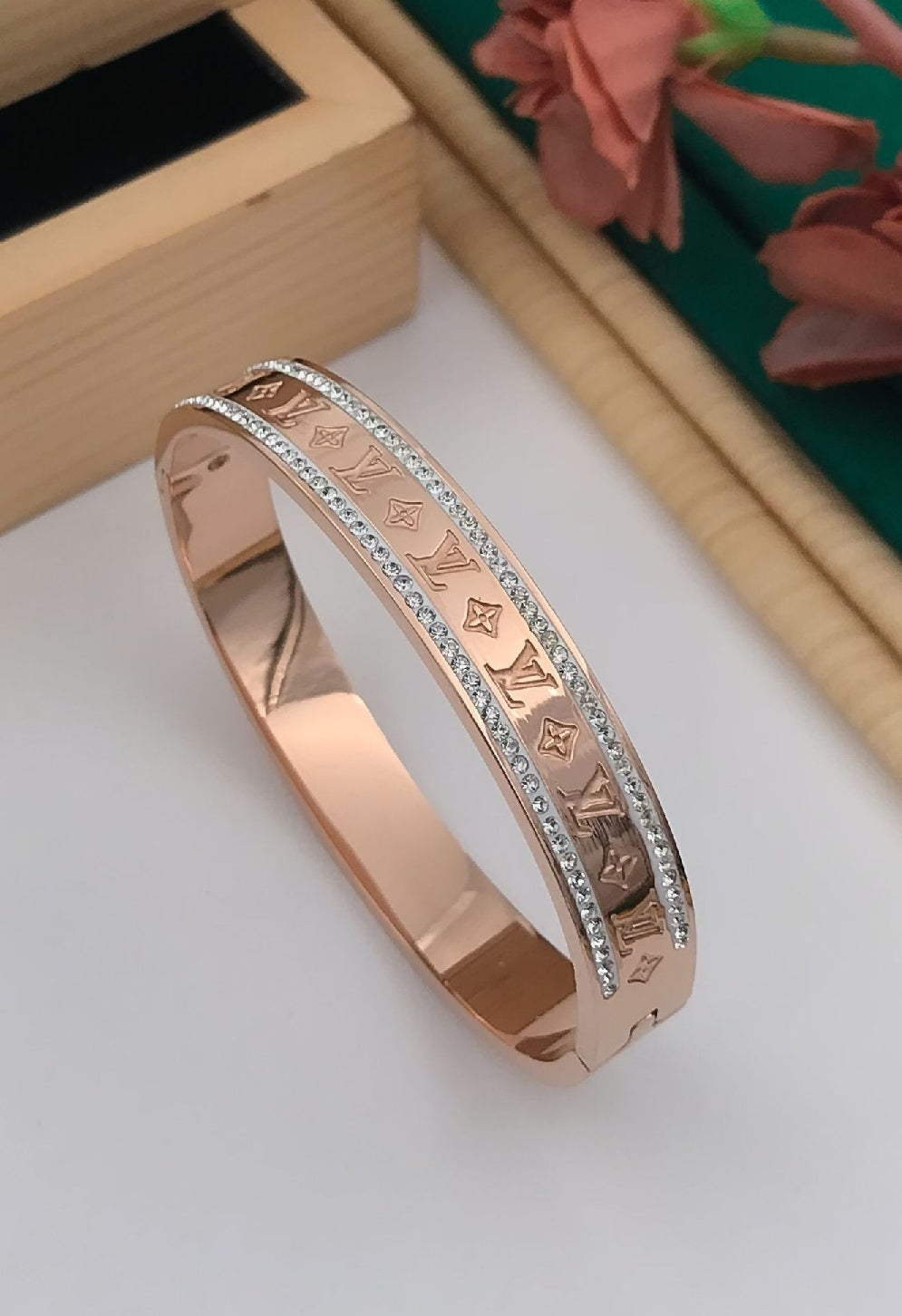 Rose gold plated kada for men - jauhari jewellers