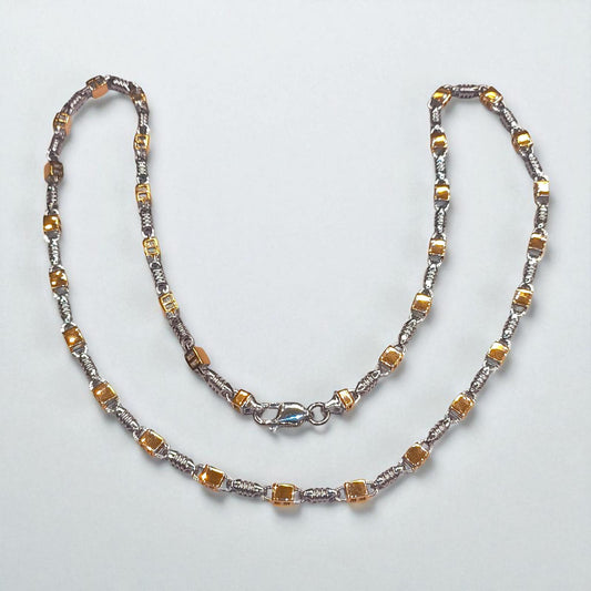 Silver Chain with Gold & Rhodium Plating for Men by Jauhari Jewellers