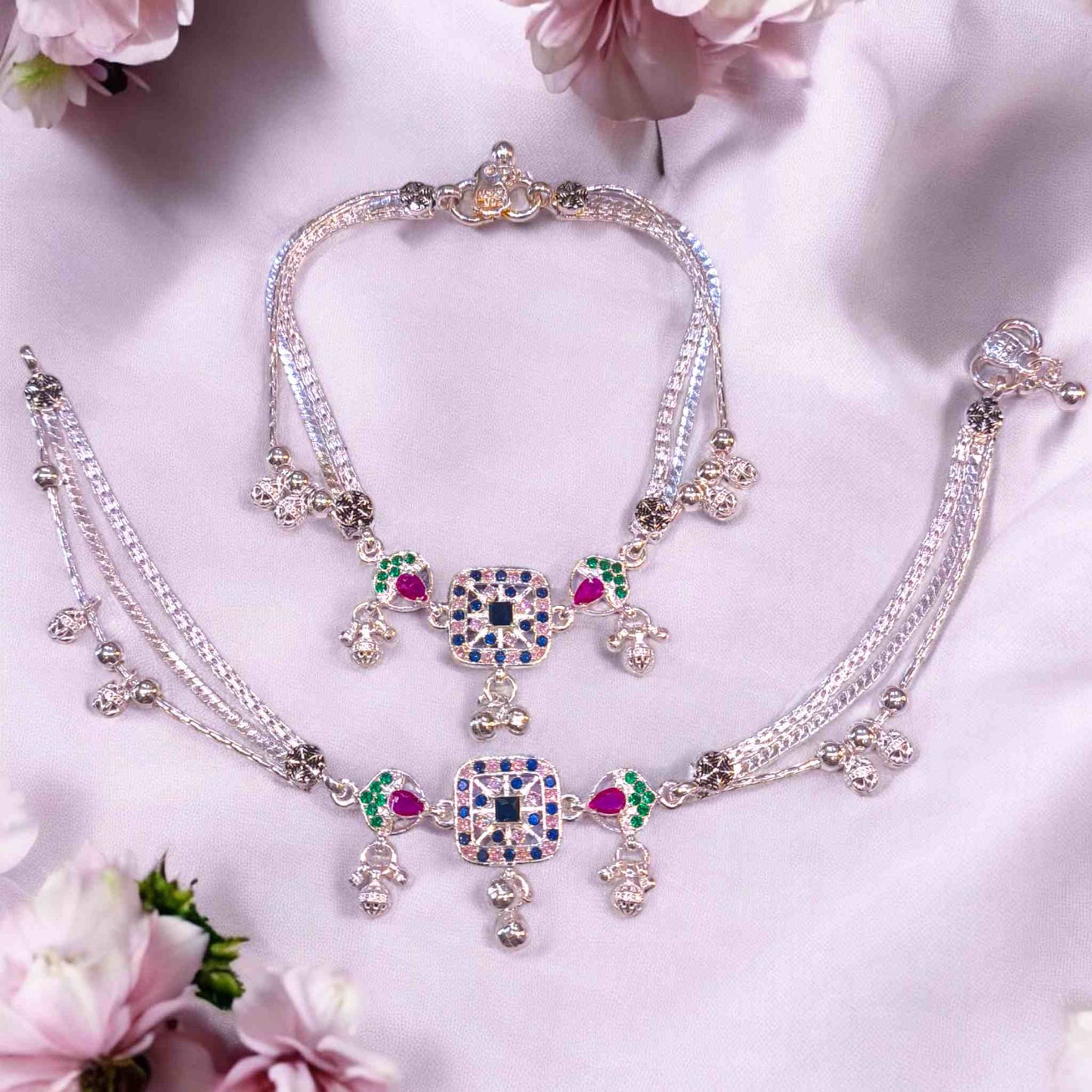 Fancy silver payal for women