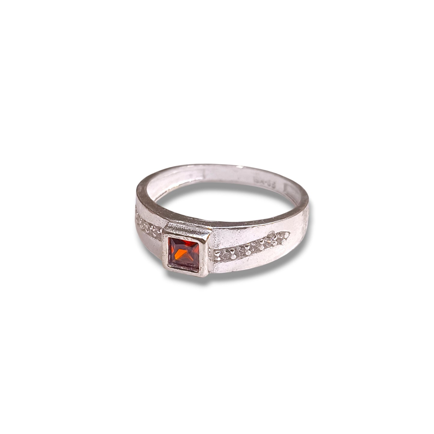Silver Red Stone Ring for men