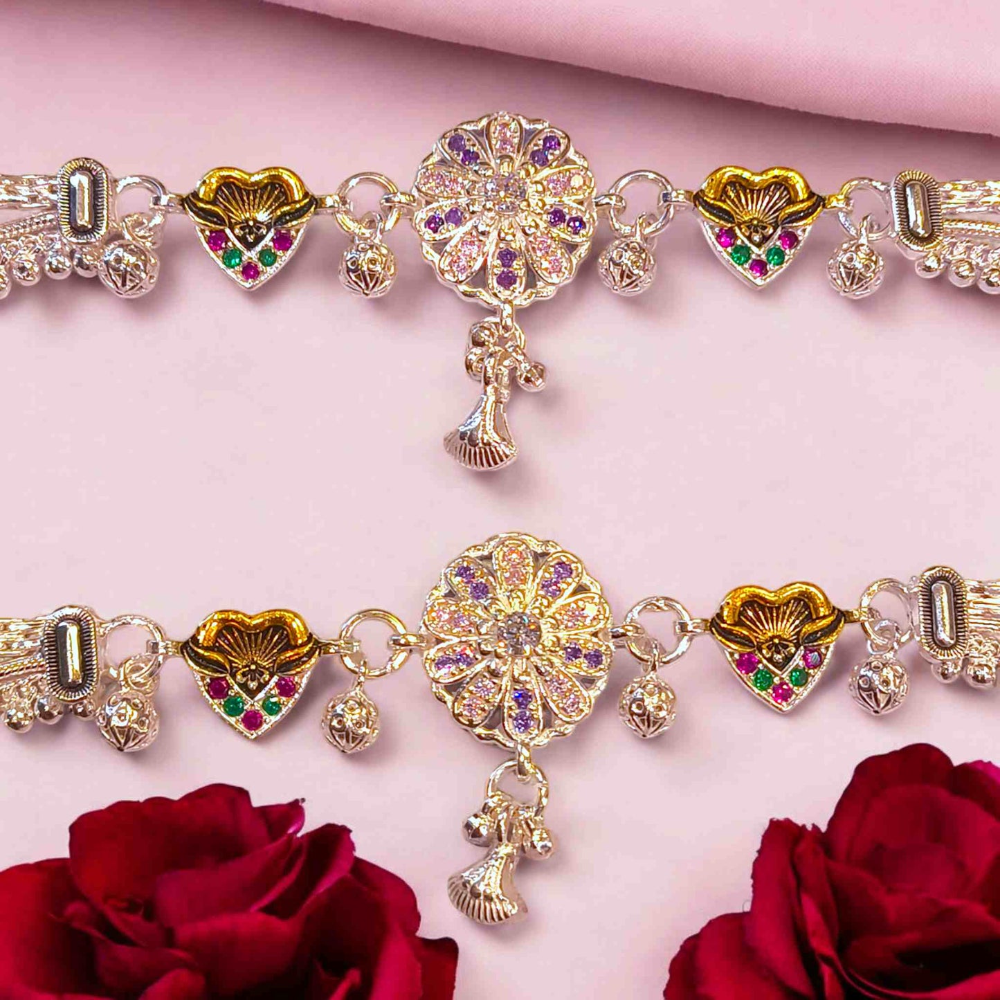 Silver anklets party wear