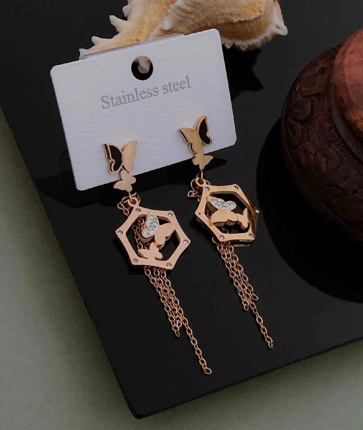Rose gold plated earrings - jauhari jewellers