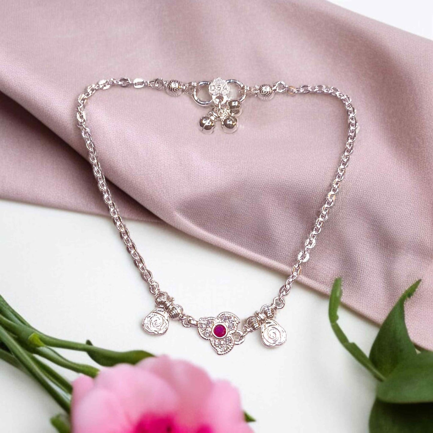 Light Weight Silver Anklets for Women by Jauhari Jewellers