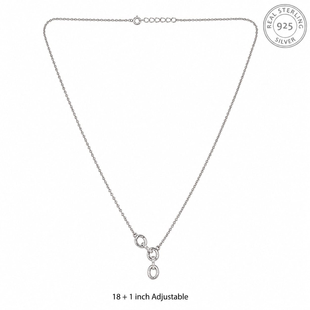 Interlocking Link Pendant Necklace for Women | 925 Sterling Silver Minimalist Jewellery | Jauhari Jewellers