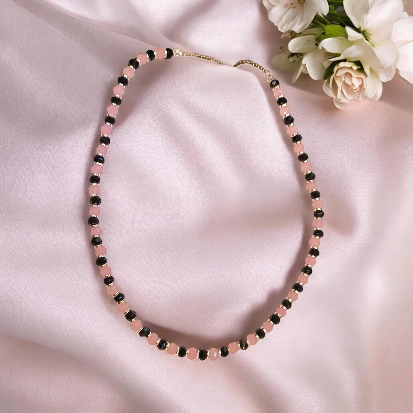 Fancy Silver Size Adjustable Black & Pink Beads Payal - Jauhari Jewellers