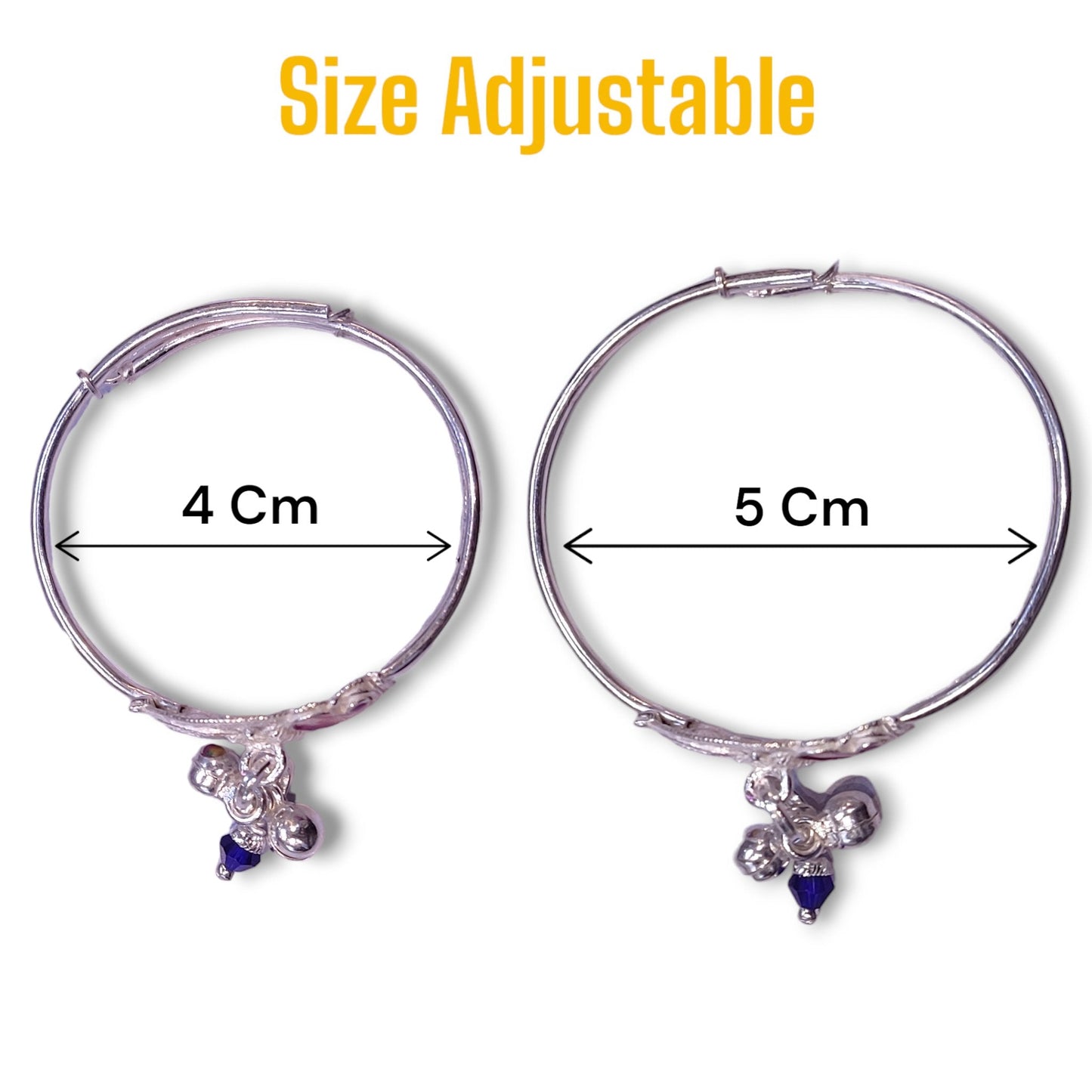 Fancy Silver Size Adjustable Kada for Kids - Jauhari Jewellers