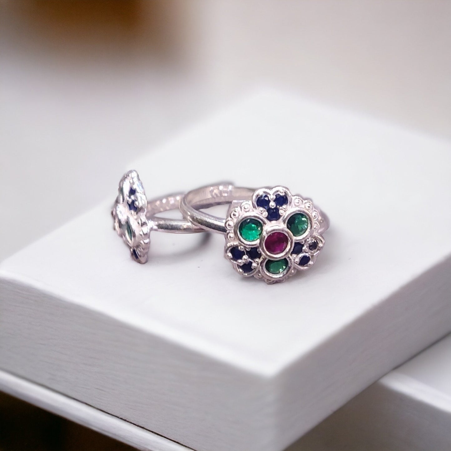 Fancy Silver Toe Rings ( 2 Pairs ) For Women - Jauhari Jewellers