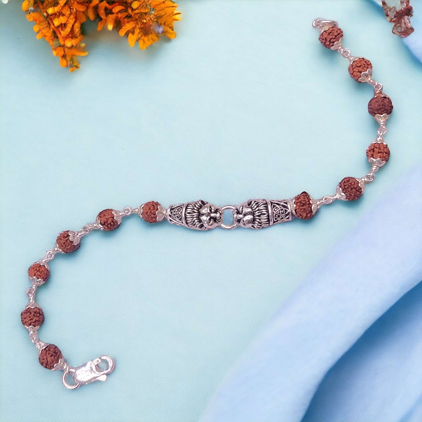 Oxidised Silver Rudraksha Bracelet for Men / Women - Jauhari Jewellers