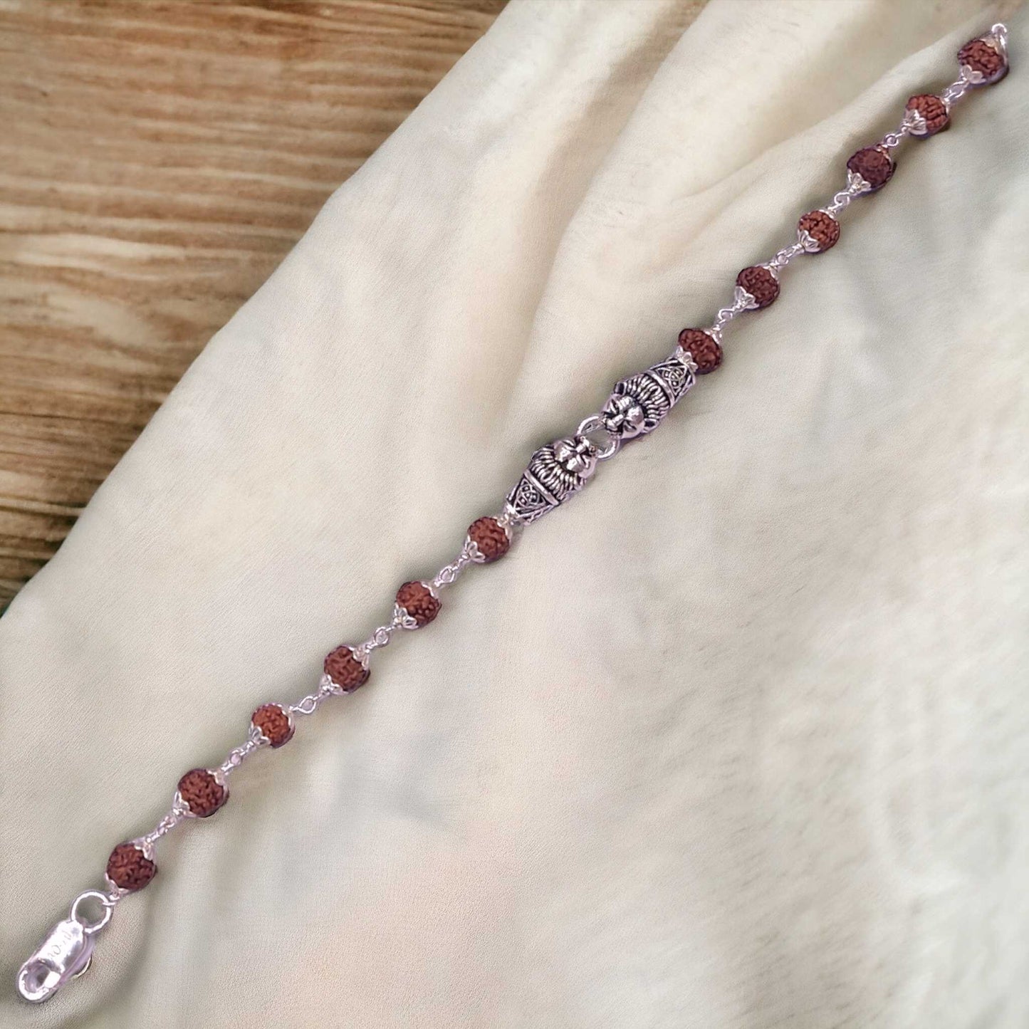 Oxidised Silver Rudraksha Bracelet for Men / Women - Jauhari Jewellers