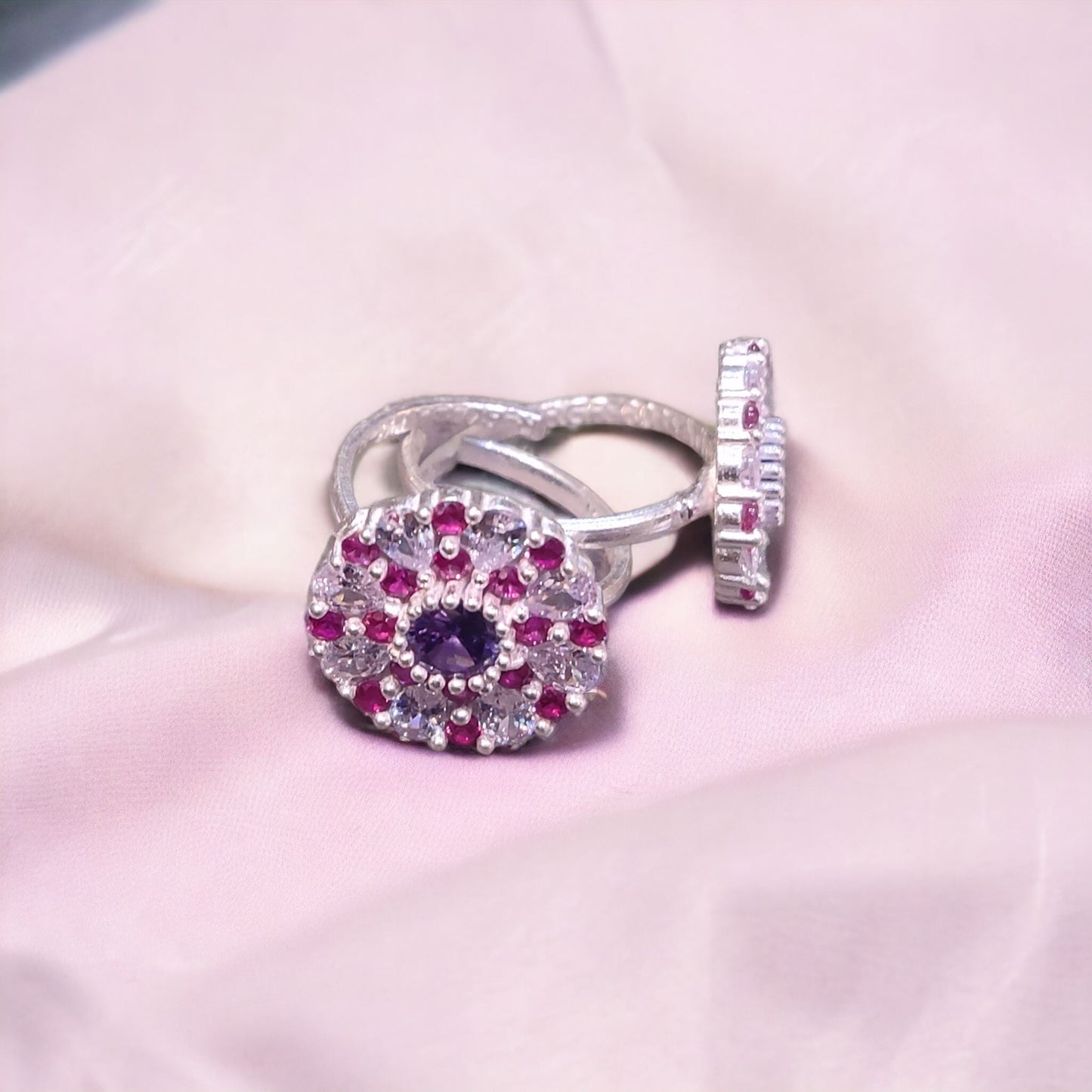 Premium Silver AD Stone Toe Rings ( 1 Pair ) For Women - Jauhari Jewellers