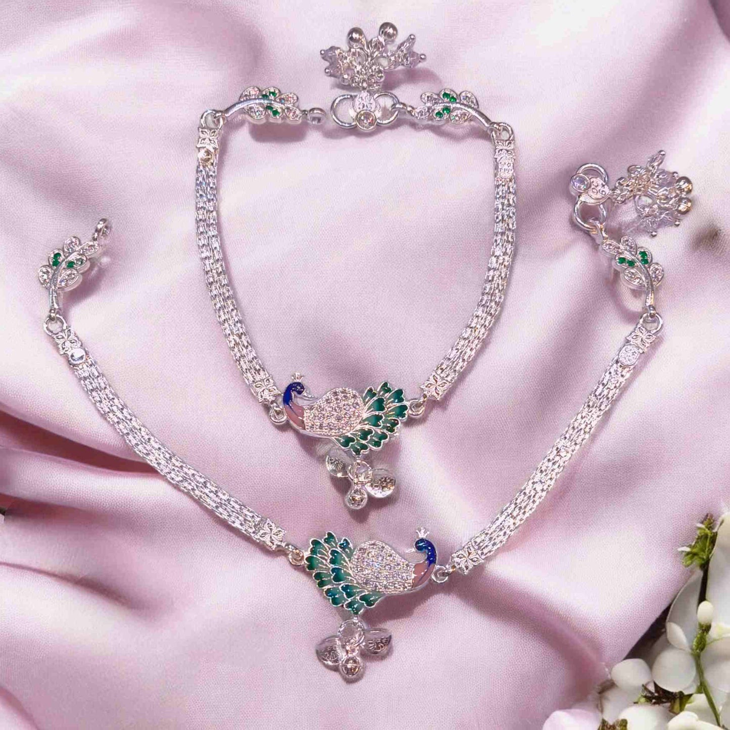Premium Silver Peacock Payal for Women - Jauhari Jewellers