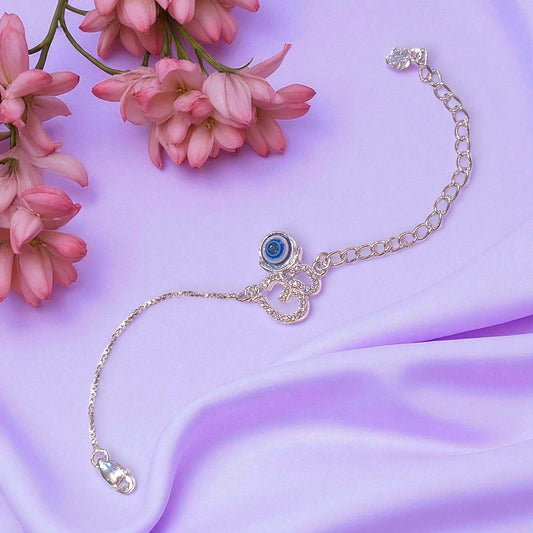 Silver evil eye bracelet for woman