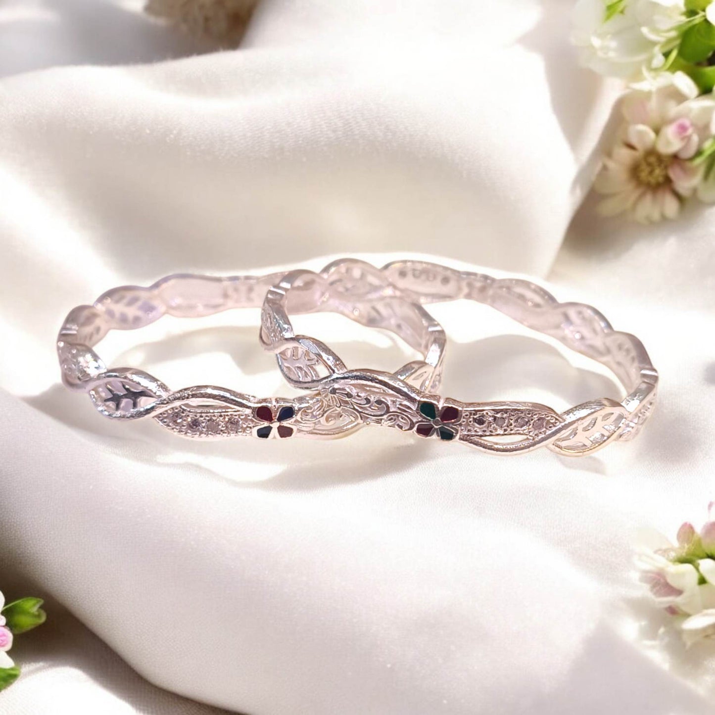 silver fancy bangles for kids