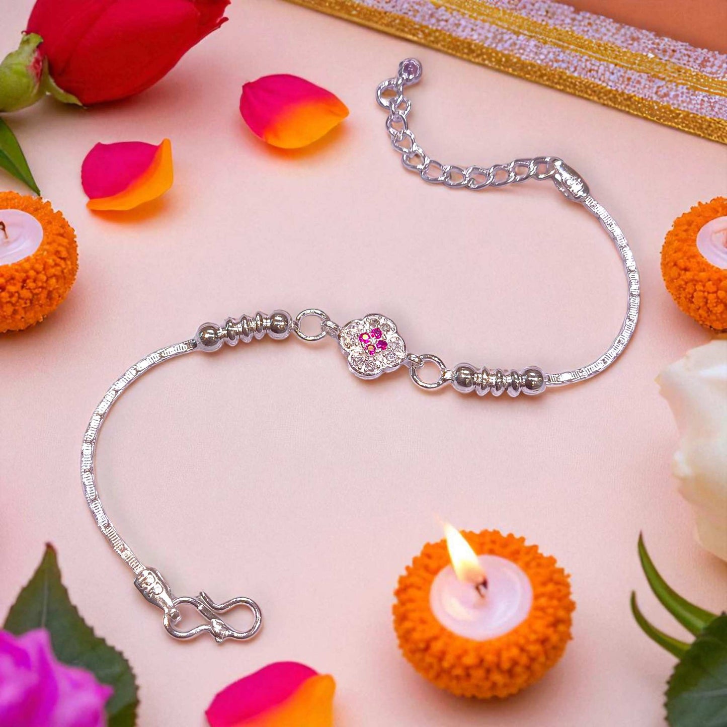 Silver bracelet rakhi by jauhari jewellers