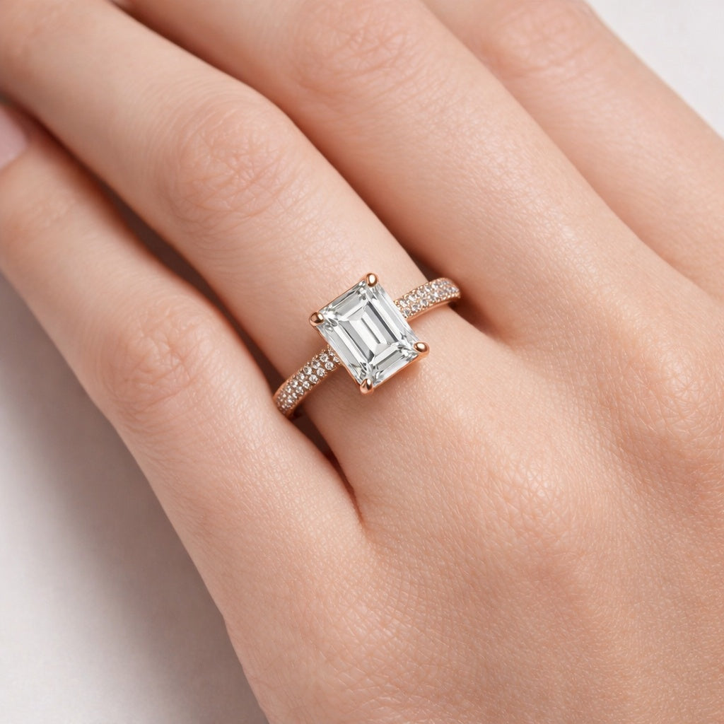 Rose gold sterling silver ring worn by women's