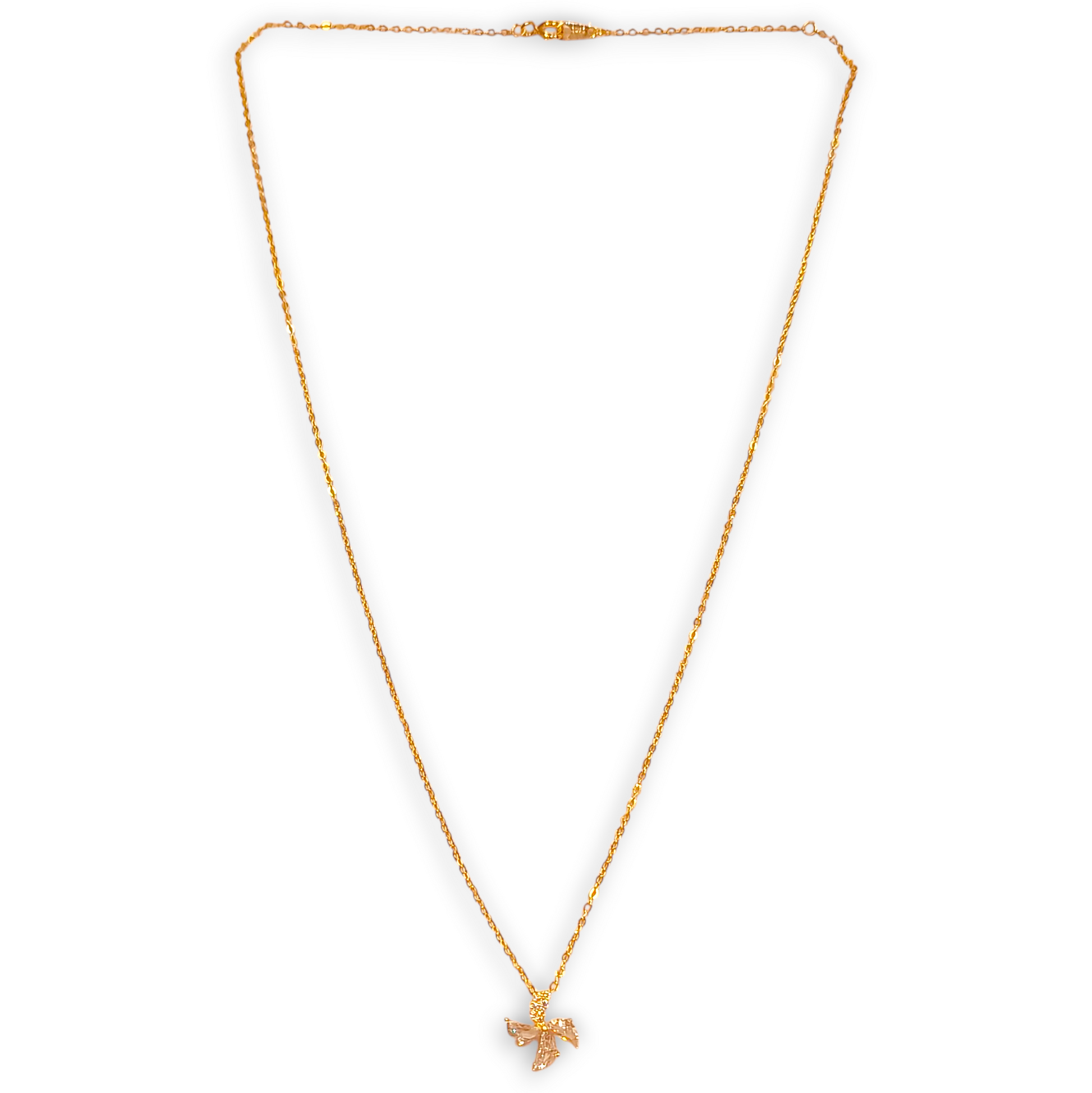 925 sterling silver gold plated floral CZ pendant necklace full view with delicate chain