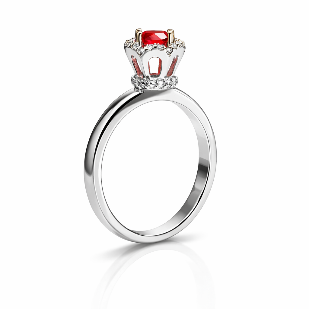 Sterling silver red stone ring for women