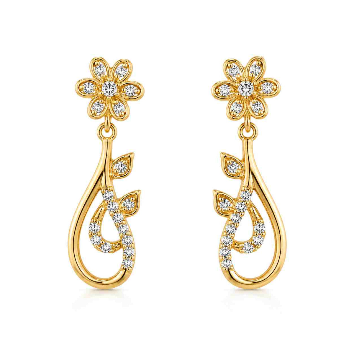 925 sterling silver golden earrings with cz stones