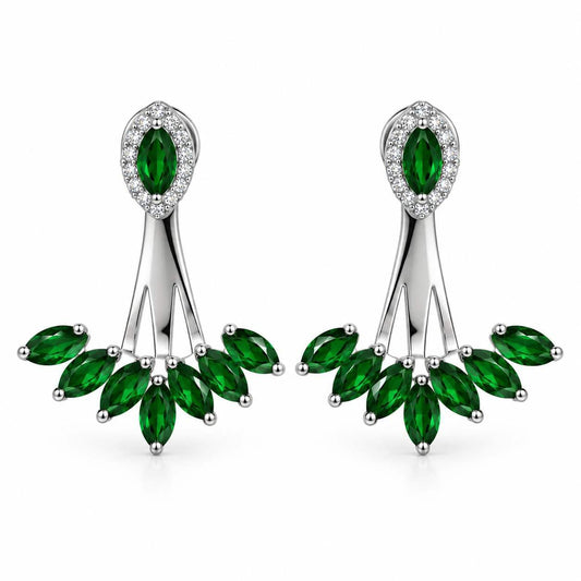 925 Sterling Silver Green CZ Floral Drop Earrings for Women | Jauhari Jewellers - Jauhari Jewellers