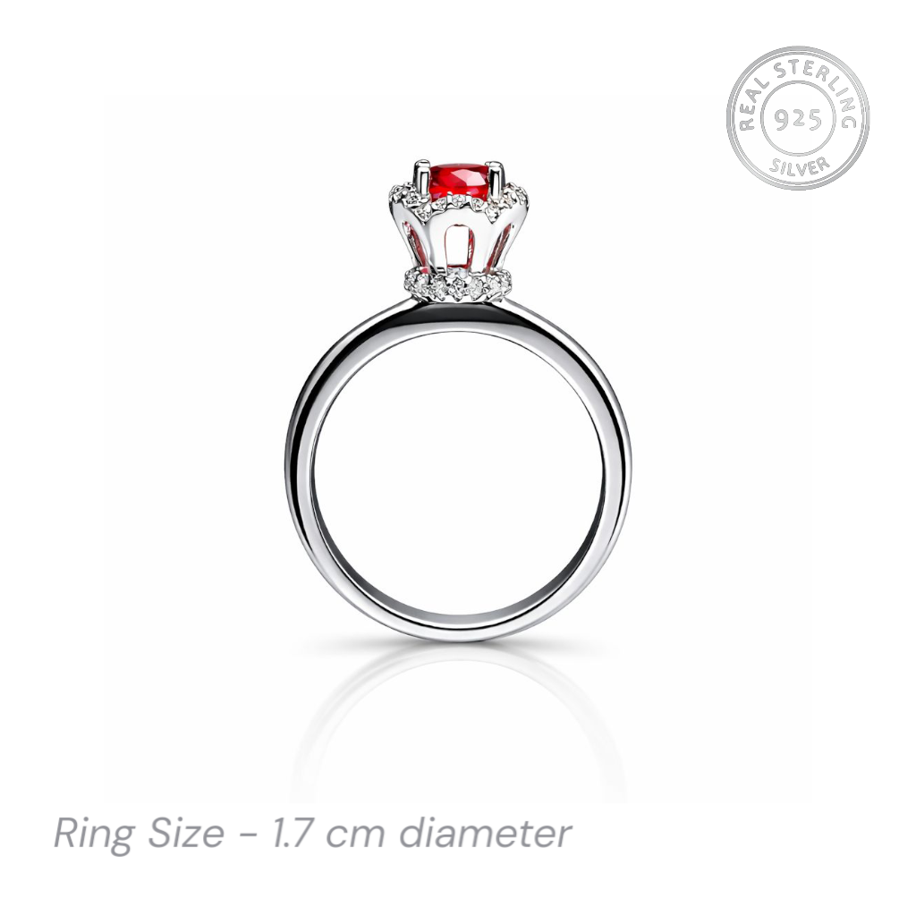 Sterling silver red cz stone ring