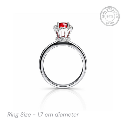 Sterling silver red cz stone ring
