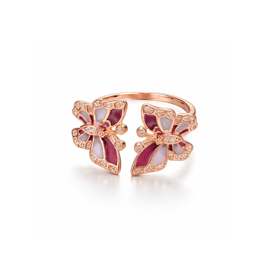 Rose Gold CZ Butterfly Ring | 925 Sterling Silver