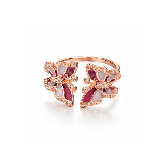 Rose Gold CZ Butterfly Ring | 925 Sterling Silver