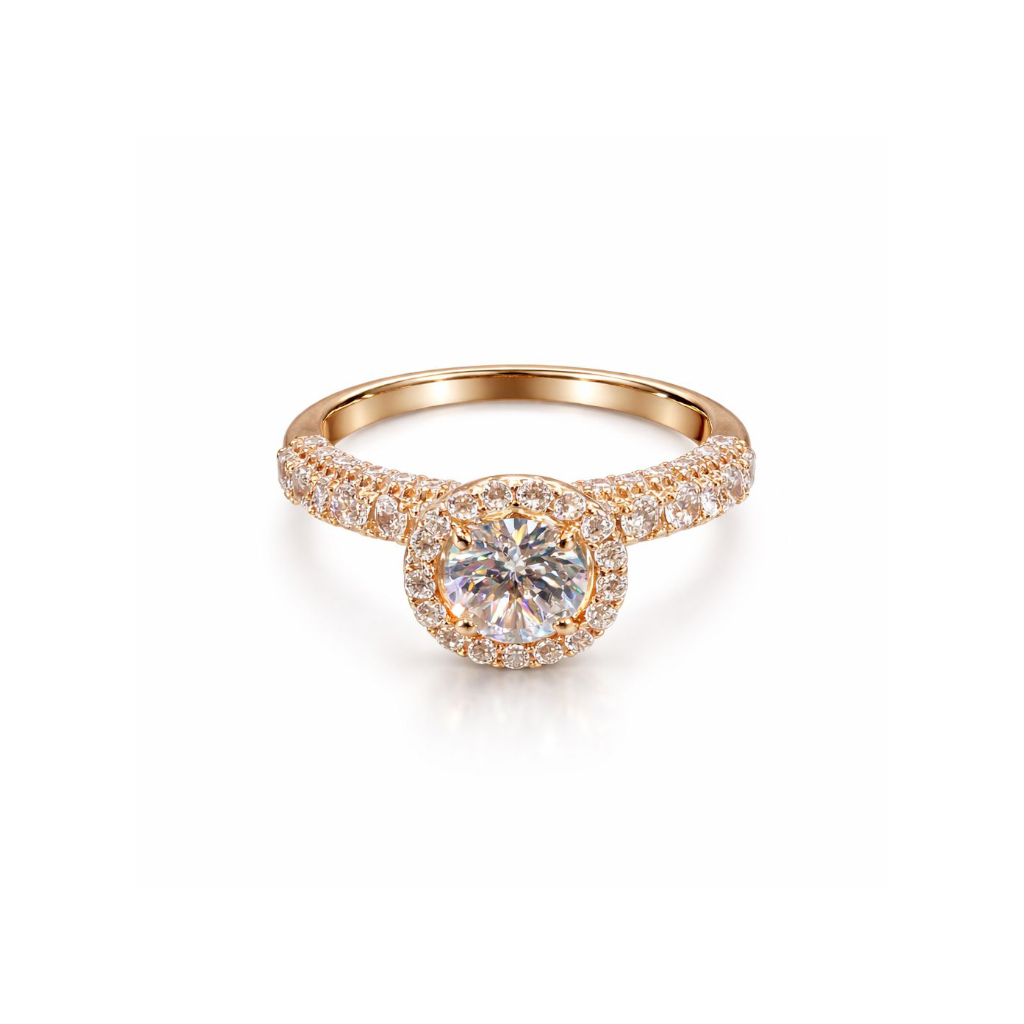 Sterling silver rose gold engagement ring