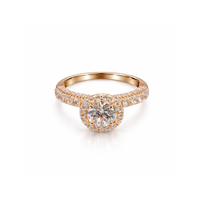 Sterling silver rose gold engagement ring