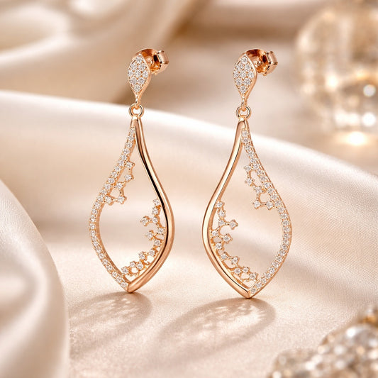 925 Sterling silver rose gold plated earrings for women