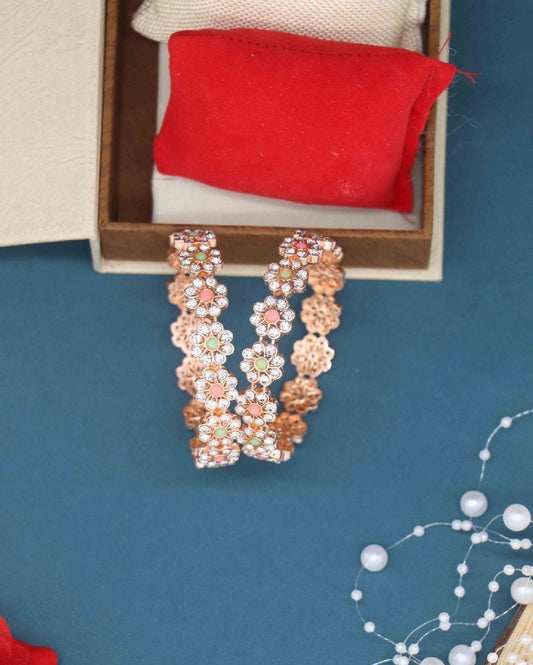 Rose gold plated bangles - jauhari Jewellers