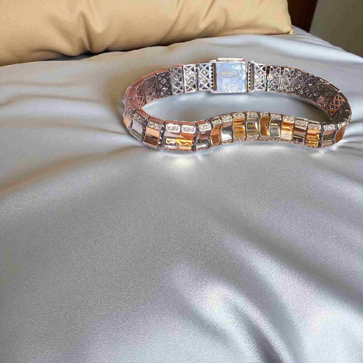 Rhodium Plated Silver Bracelet for Men by Jauhari Jewellers