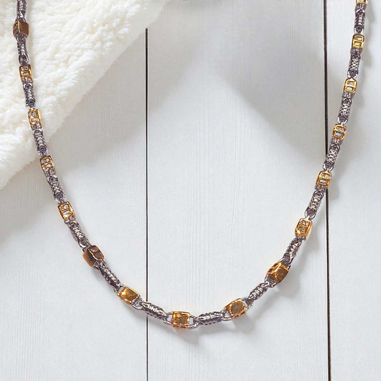 Silver Chain with Gold & Rhodium Plating for Men by Jauhari Jewellers