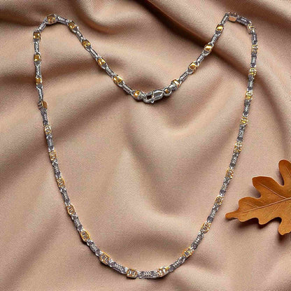 Silver Chain with Gold & Rhodium Plating for Men by Jauhari Jewellers