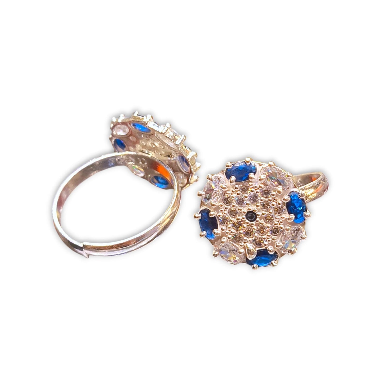Premium Silver Toe Rings with Blue CZ Stones