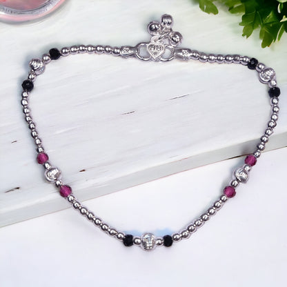 Black and red beads anklet - jauhari jewellers