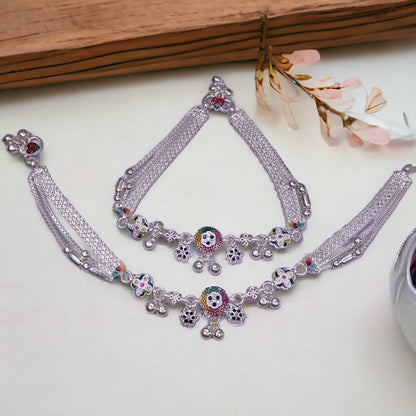 Fancy silver payal for women