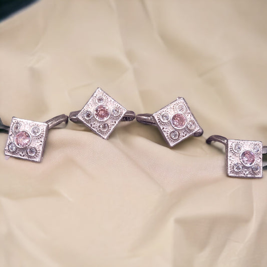 Square Silver Toe Rings ( 2 Pairs ) For Women - Jauhari Jewellers