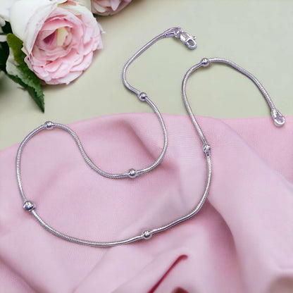Plain silver chain for women - Jauhari jewellers