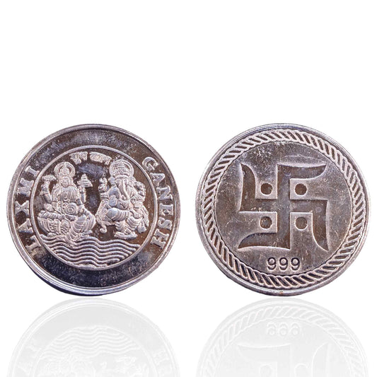 Laxmi Ganesh silver coin 10g - jauhari Jewellers