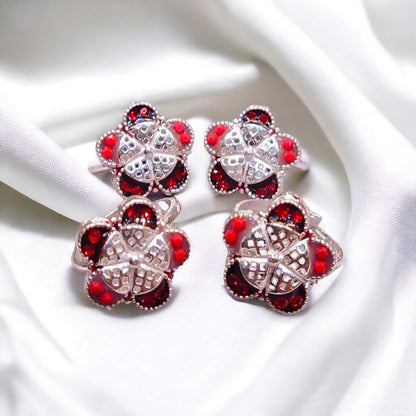 Floral silver toe rings