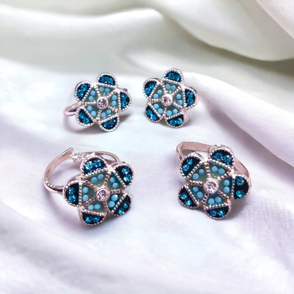 Silver flower toe rings - Jauhari jewellers