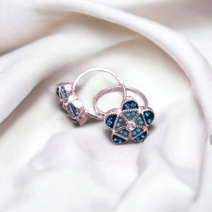 Floral silver toe rings
