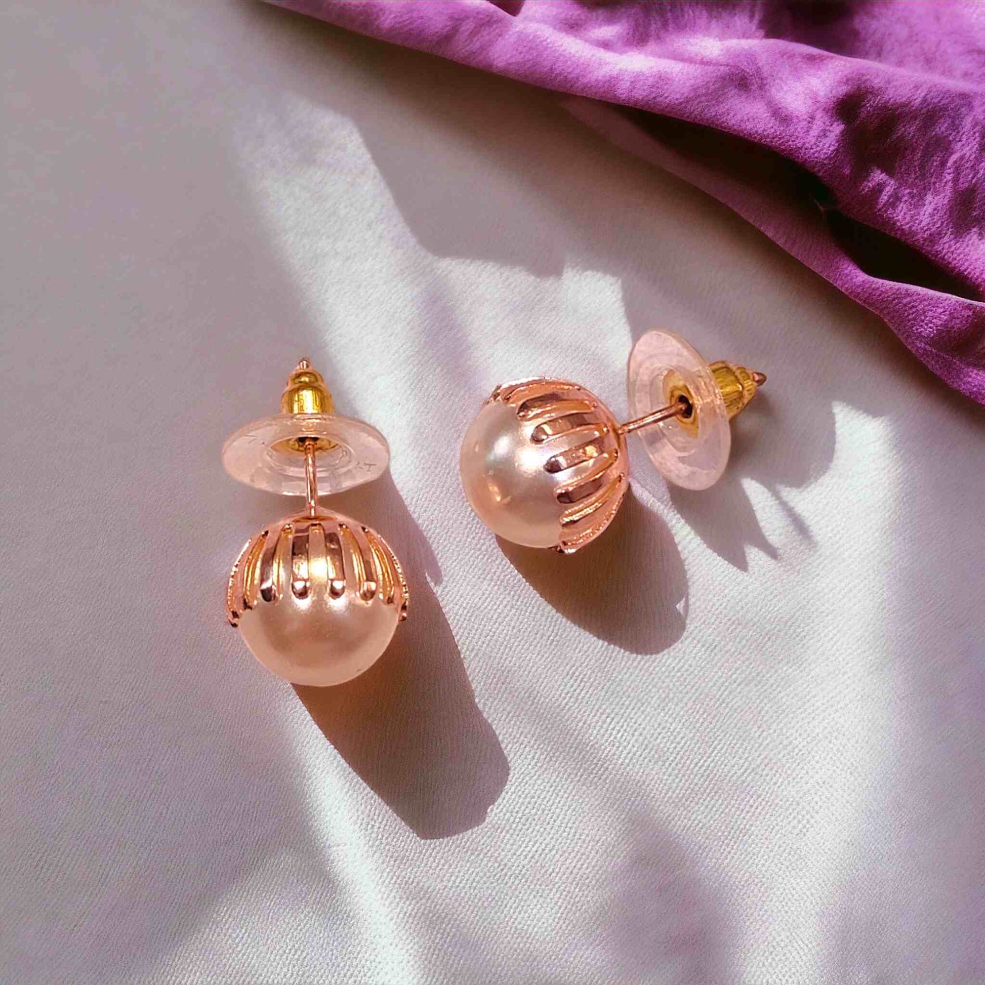 Rose Gold Plated Pearl Earrings – Jauhari Jewellers