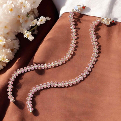 Pink stone silver payal - jauhari jewellers 