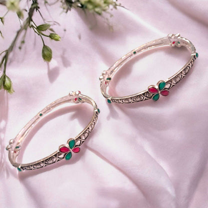 Oxidised Silver bangles for girls