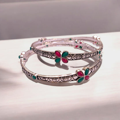 Silver bangles for girls 