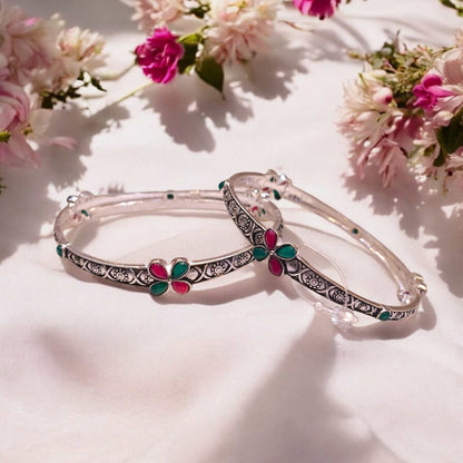 Oxidised Silver Bangles for women