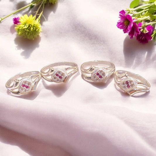 Silver stone toe rings - jauhari Jewellers