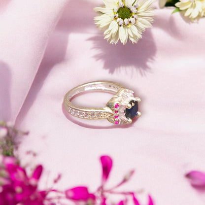 Silver stone ring for women